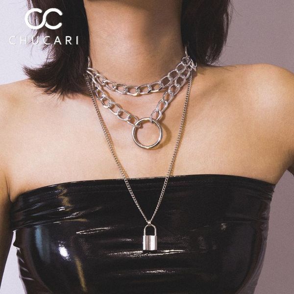 pendant necklaces chucari fashion personality multi layer round padlock necklace punk link chain gold multilayer simple women jewelry gift, Silver
pendant necklaces chucari fashion personality multi layer round padlock necklace punk link chain gold multilayer simple women jewelry gift, Silver