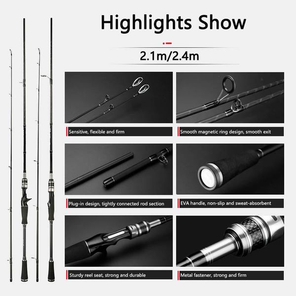 boat fishing rods sea portable carbon fiber ml rod 2.1m 2.4m 5-20g lure weight casting spinning reel travel pole pesca
boat fishing rods sea portable carbon fiber ml rod 2.1m 2.4m 5-20g lure weight casting spinning reel travel pole pesca