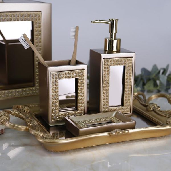 bath accessory set portofino bathroom decor of 3 mink gold color with liquid soap dispenser, toothbrush holder, dispenser
bath accessory set portofino bathroom decor of 3 mink gold color with liquid soap dispenser, toothbrush holder, dispenser