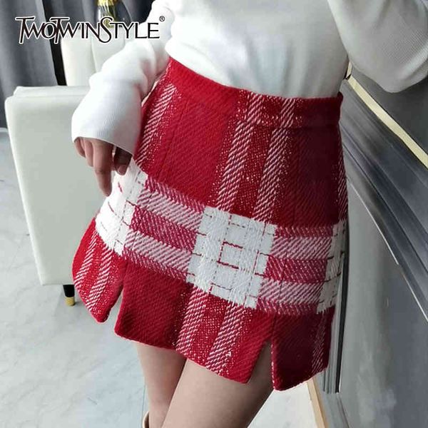 twotwinstyle patchwork stripe plaid skirt for women high waist split bodycon slim tweed skirts female fashion clothing 210517, Black
twotwinstyle patchwork stripe plaid skirt for women high waist split bodycon slim tweed skirts female fashion clothing 210517, Black