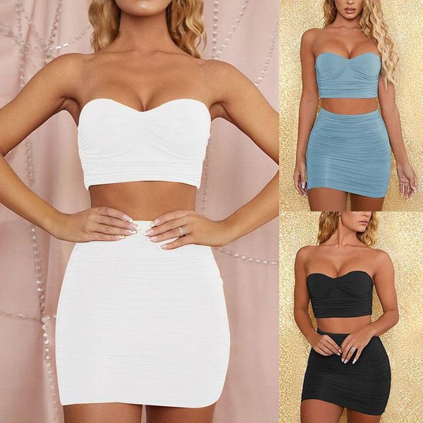 women's tracksuits ruched bodycon two piece set dress women strapless crop and mini, Gray
women's tracksuits ruched bodycon two piece set dress women strapless crop and mini, Gray