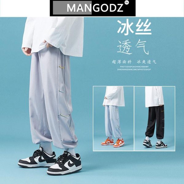 men's pants color strip stitching ice silk sweatpants 2021 summer fashion loose joggers trousers drawstring feet casual male, Black
men's pants color strip stitching ice silk sweatpants 2021 summer fashion loose joggers trousers drawstring feet casual male, Black
