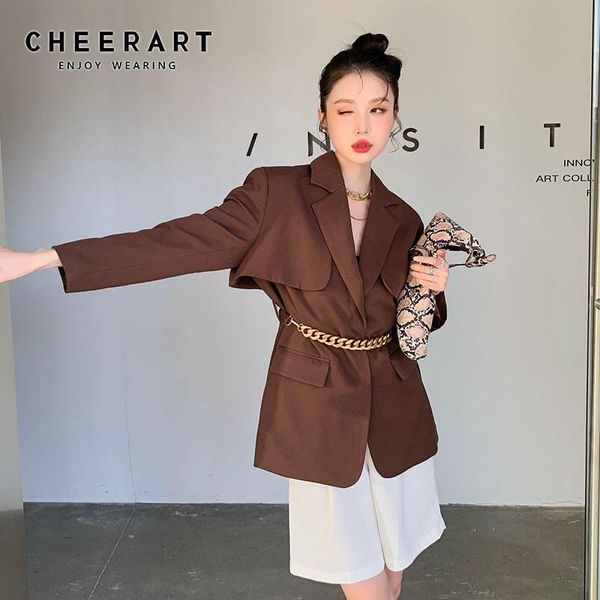 women's suits & blazers cheerart brown blazer jackets for women 2021 fall clothes fashion ladies chain jacket black coat open front bel, White;black
women's suits & blazers cheerart brown blazer jackets for women 2021 fall clothes fashion ladies chain jacket black coat open front bel, White;black