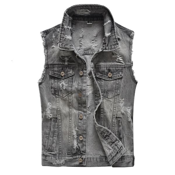 men's vests gray holes ripped jean vest slim sleeveless fringe denim tank fashion waistcoat 17ej, Black;white
men's vests gray holes ripped jean vest slim sleeveless fringe denim tank fashion waistcoat 17ej, Black;white
