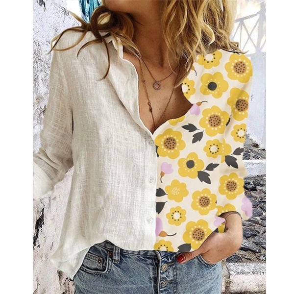 cartoon blouse sunflower flower print long-sleeved shirt women women women blouse plus size ladies, White
cartoon blouse sunflower flower print long-sleeved shirt women women women blouse plus size ladies, White