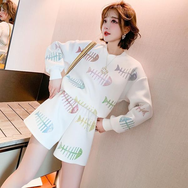 women's tracksuits women 2022 spring autumn two piece sets female o-neck printing pullover ladies high waist loose shorts suits e855, Gray
women's tracksuits women 2022 spring autumn two piece sets female o-neck printing pullover ladies high waist loose shorts suits e855, Gray
