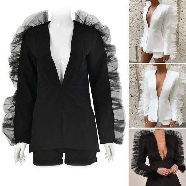 2pcs women solid color long lacework sleeve slim coat shorts stage show outfit women's tracksuits, Gray
2pcs women solid color long lacework sleeve slim coat shorts stage show outfit women's tracksuits, Gray