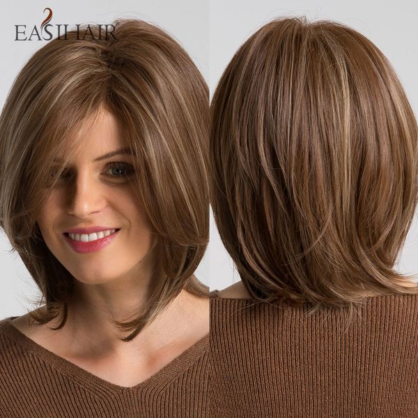 short medium brown synthetic wigs for women blonde highlight wigs layered natural hair wigs part no silicone scalp, Black
short medium brown synthetic wigs for women blonde highlight wigs layered natural hair wigs part no silicone scalp, Black