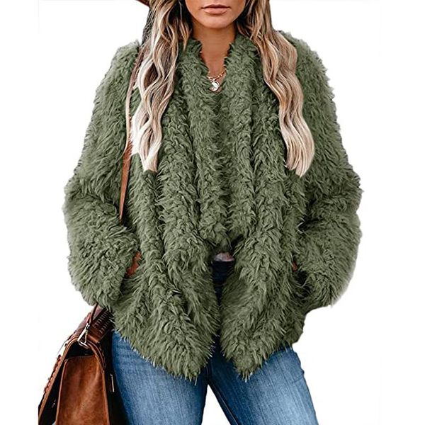 women's jackets women plush coat ladies autumn warm long sleeve casual solid color winter shaggy female overcoat outwear, Black;brown
women's jackets women plush coat ladies autumn warm long sleeve casual solid color winter shaggy female overcoat outwear, Black;brown