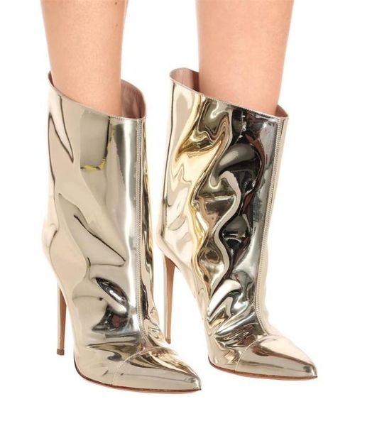 boots catwalk women's shoes large size and patent leather high gold silver, Black
boots catwalk women's shoes large size and patent leather high gold silver, Black