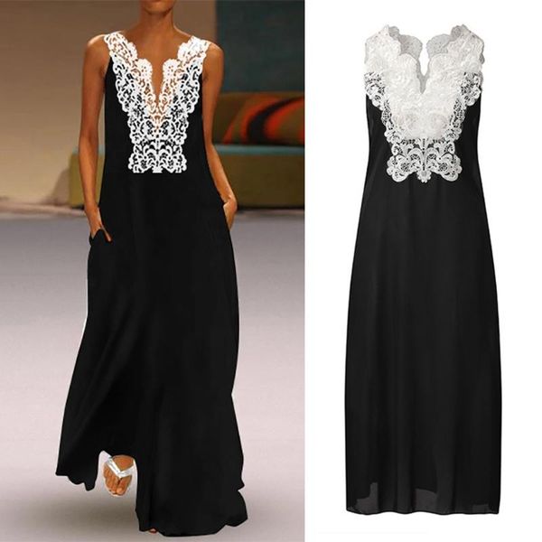 summer dress women vintage sleeveless sundress lace split patchwork long casual baggy beach maxi dresses vestidos, Black;gray
summer dress women vintage sleeveless sundress lace split patchwork long casual baggy beach maxi dresses vestidos, Black;gray