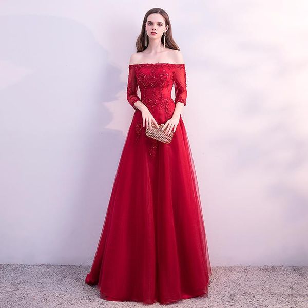 party dresses burgundy formal evening gown off shoulder half sleeve custom made dress for women prom long, White;black
party dresses burgundy formal evening gown off shoulder half sleeve custom made dress for women prom long, White;black