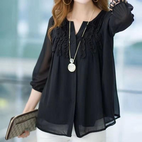 women's blouses & shirts 2021 arrival summer women loose half sleeve v-neck blouse single-breasted ruffles patchwork chiffon casual w21, White
women's blouses & shirts 2021 arrival summer women loose half sleeve v-neck blouse single-breasted ruffles patchwork chiffon casual w21, White