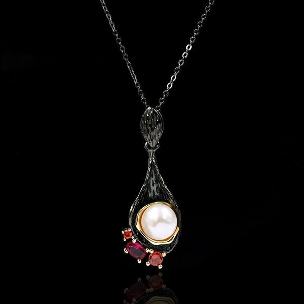 silver retro red garnet zircon necklace water drop pearl ladies black gold style wedding jewelry chains
silver retro red garnet zircon necklace water drop pearl ladies black gold style wedding jewelry chains