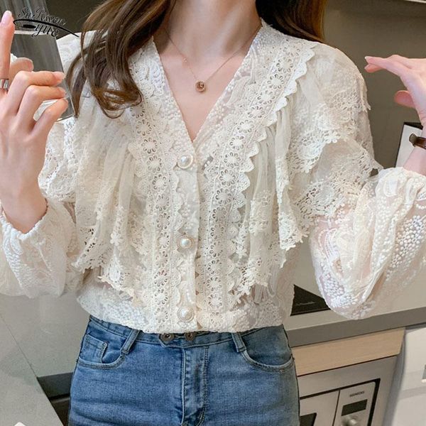 women's blouses & shirts blouse women spring v-neck sweet buttons solid ladies long blusas mujerflower hollow shirt 13430, White
women's blouses & shirts blouse women spring v-neck sweet buttons solid ladies long blusas mujerflower hollow shirt 13430, White