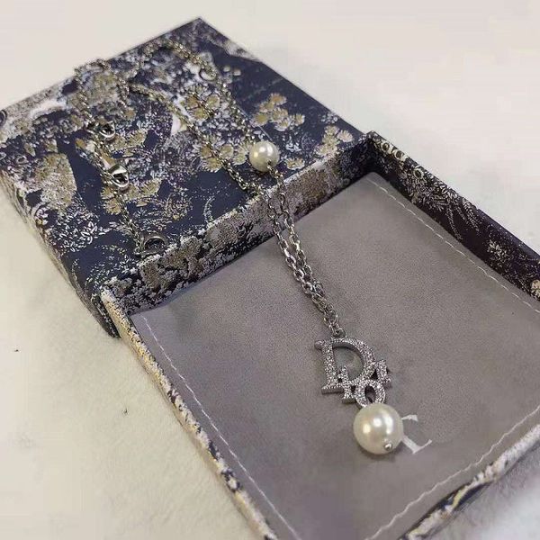 d family letter diamond pearl clavicle chain necklace in 2021, Silver
d family letter diamond pearl clavicle chain necklace in 2021, Silver