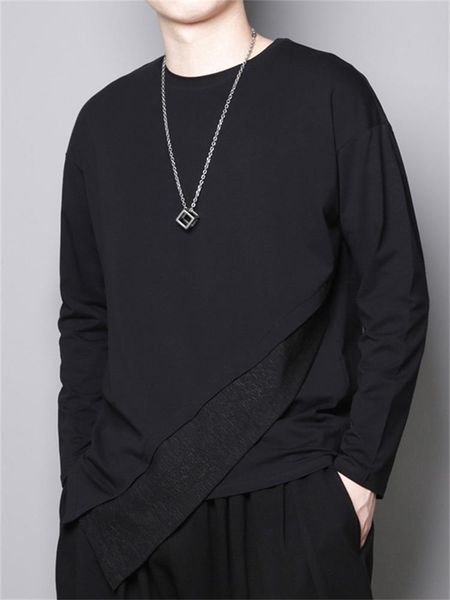 men's t-shirts personality splicing irregular hem design loose large size long sleeve round collar t-shirt bottom shirt, White;black
men's t-shirts personality splicing irregular hem design loose large size long sleeve round collar t-shirt bottom shirt, White;black