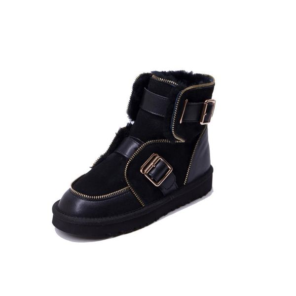 boots kmeioo women snow genuine leather round toe buckles platform winter wool ankle comfortable walking flat shoes, Black
boots kmeioo women snow genuine leather round toe buckles platform winter wool ankle comfortable walking flat shoes, Black