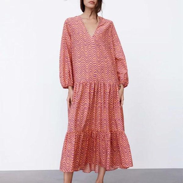 casual dresses wave print women vintage loose 2021 long sleeve v-neck spliced female elegant street clothing vestidos, Black;gray
casual dresses wave print women vintage loose 2021 long sleeve v-neck spliced female elegant street clothing vestidos, Black;gray