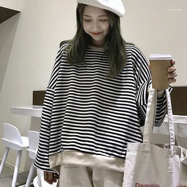 women's t-shirt stripe t shirts women causal thin o neck korean streetwear plus size autumn winter shirt clothes1, White
women's t-shirt stripe t shirts women causal thin o neck korean streetwear plus size autumn winter shirt clothes1, White