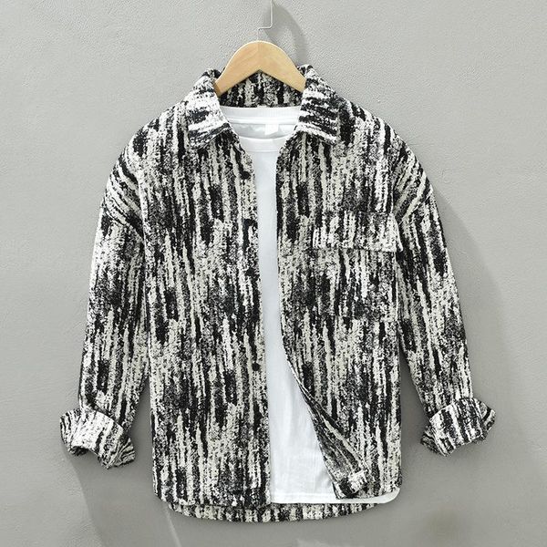 men's casual shirts 2021 autumn winter long-sleeved lapel shirt fashion trendy brand ins clothing camisas para hombre, White;black
men's casual shirts 2021 autumn winter long-sleeved lapel shirt fashion trendy brand ins clothing camisas para hombre, White;black