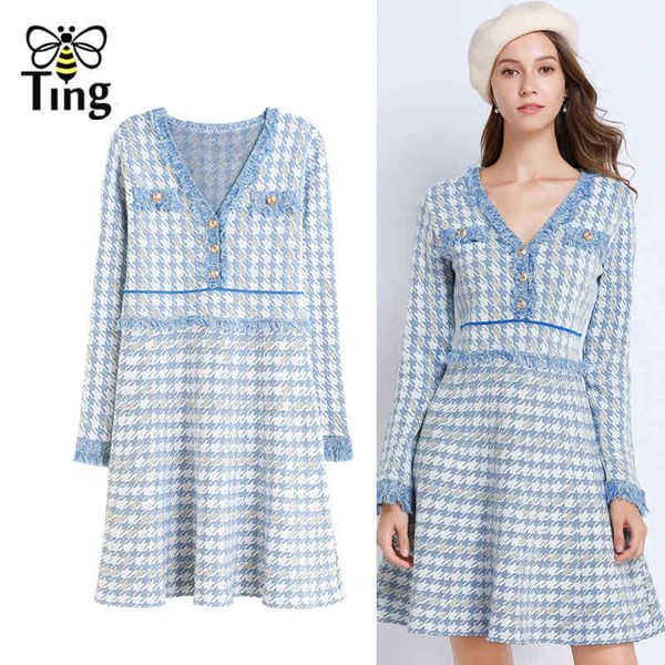winter autumn fashion chic vintage lady knitted dress v neck houndstooth button casual knitting a line tasse 210513, Black;gray
winter autumn fashion chic vintage lady knitted dress v neck houndstooth button casual knitting a line tasse 210513, Black;gray