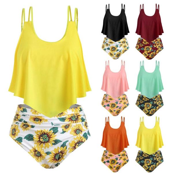 women's swimwear floral print high waisted bikini sets tank swimsuit plus size two pieces women 2021 beach bathing suits, White;black
women's swimwear floral print high waisted bikini sets tank swimsuit plus size two pieces women 2021 beach bathing suits, White;black