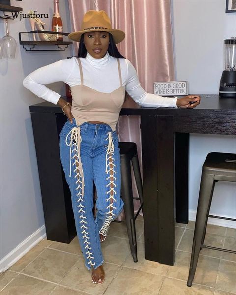 wjustforu streetwear bandage jeans women 2021 autumn winter casual high waist pencil pants fashionable personality trousers women's, Blue
wjustforu streetwear bandage jeans women 2021 autumn winter casual high waist pencil pants fashionable personality trousers women's, Blue
