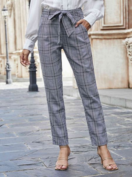 pants trousers women's fashion belt pocket plaid british style casual suit, Black;white
pants trousers women's fashion belt pocket plaid british style casual suit, Black;white