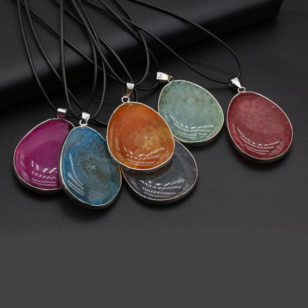 pendant necklaces natural stone blue green red dragon bone agates wax thread necklace women jewelry gift size 28x42-30x45mm length 40cm, Silver
pendant necklaces natural stone blue green red dragon bone agates wax thread necklace women jewelry gift size 28x42-30x45mm length 40cm, Silver