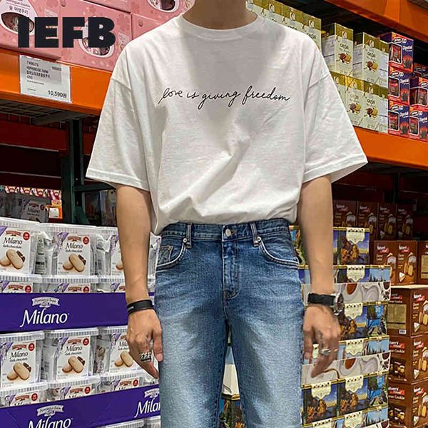 iefb men's clothing korean streetwear short sleeve t-shirt trend loose letter print white tee summer cotton 9y6602 210524, White;black
iefb men's clothing korean streetwear short sleeve t-shirt trend loose letter print white tee summer cotton 9y6602 210524, White;black