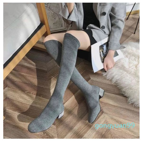 knee socks boots women's autumn and winter knitted elastic korean thick heel rhinestone round head thin, Black
knee socks boots women's autumn and winter knitted elastic korean thick heel rhinestone round head thin, Black