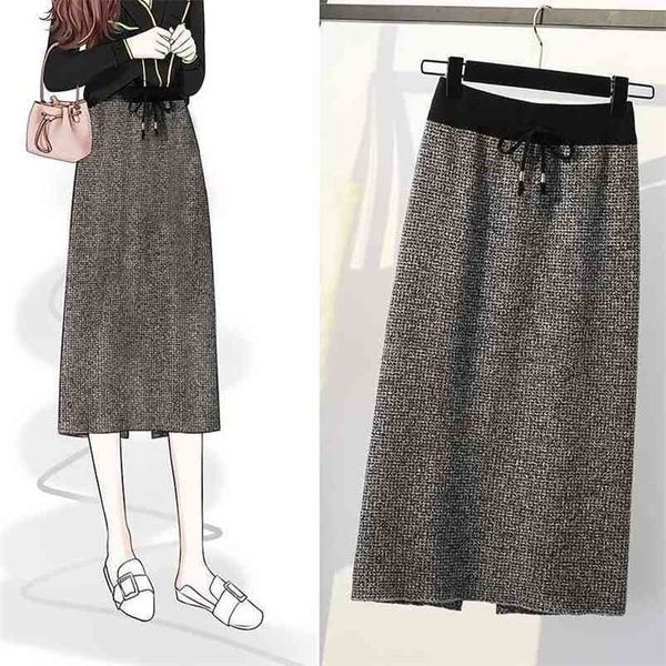 autumn winter elastic high waist slimming simple plaid knitted skirt casual wild split women a-line long 210527, Black
autumn winter elastic high waist slimming simple plaid knitted skirt casual wild split women a-line long 210527, Black