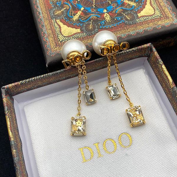 earrings cuff stud d letter tassel square pearl female dijia temperament, Golden 
earrings cuff stud d letter tassel square pearl female dijia temperament, Golden