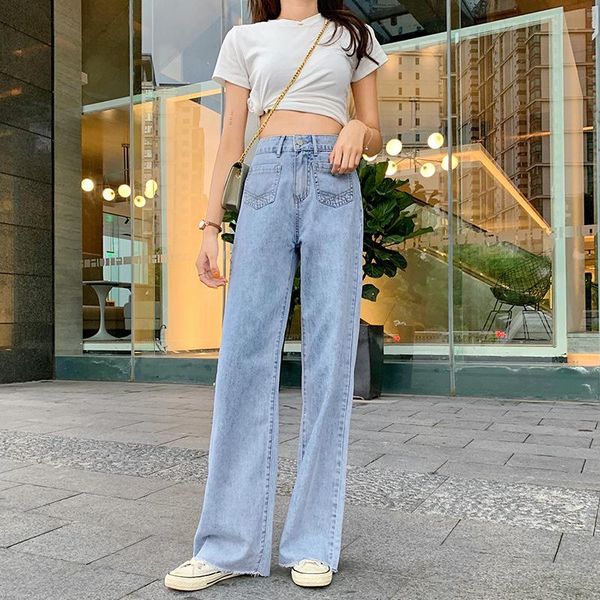 women's pants & capris xuxi high waist wide leg women autumn 2021 thin loose straight shows length and elegance, denim trousers e3647, Black;white
women's pants & capris xuxi high waist wide leg women autumn 2021 thin loose straight shows length and elegance, denim trousers e3647, Black;white