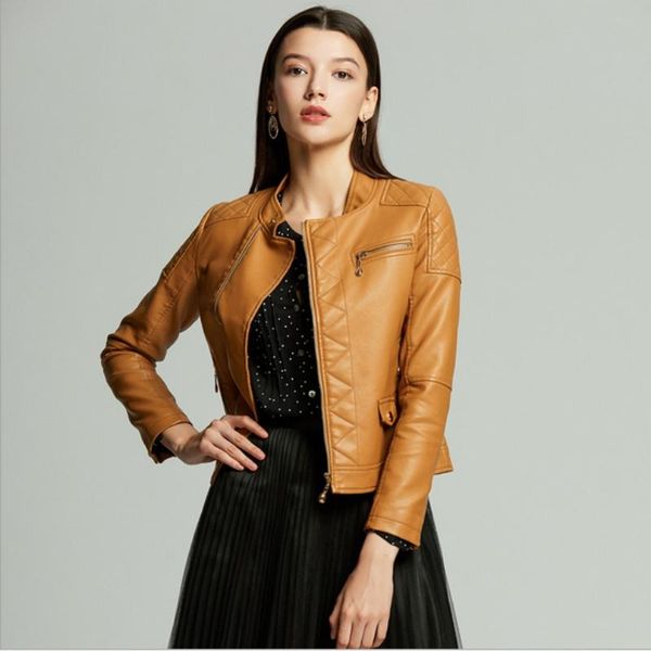 women's jackets fashion jacket european leather slim fit pu motorcycle female plus size coat, Black;brown
women's jackets fashion jacket european leather slim fit pu motorcycle female plus size coat, Black;brown