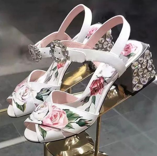 summer floral printed leather rhinestone chunky heels sandals woman glitter crystal buckle ankle strap open toe wedding shoes, Black
summer floral printed leather rhinestone chunky heels sandals woman glitter crystal buckle ankle strap open toe wedding shoes, Black