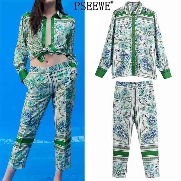 two piece set women outfit green print shirts woman tracksuits vintage fashion summer high waist trouser suits 210519, White
two piece set women outfit green print shirts woman tracksuits vintage fashion summer high waist trouser suits 210519, White