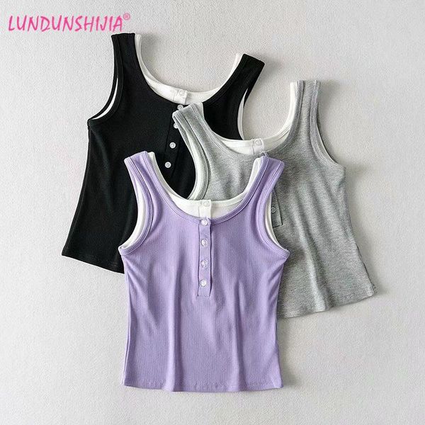 women's tanks & camis lundunshija 2021 summer fashion women buttons tank camisole ladies lavender purple ribbed cotton 2 piece vest bl, White
women's tanks & camis lundunshija 2021 summer fashion women buttons tank camisole ladies lavender purple ribbed cotton 2 piece vest bl, White