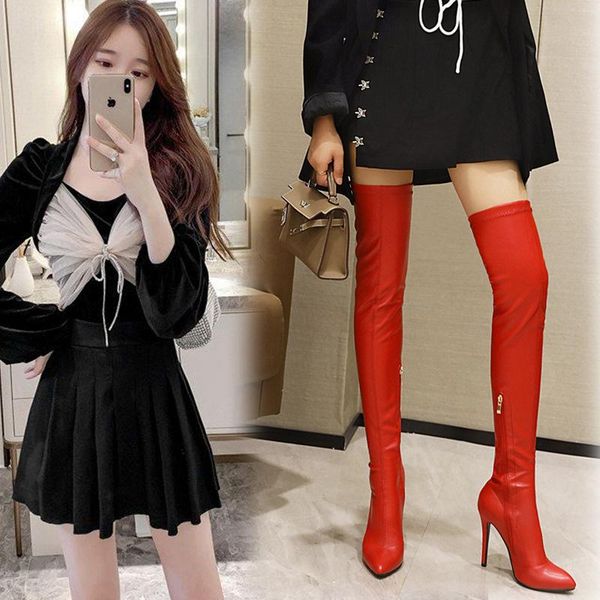 boots fashion women thigh high lady bling elastic patent leather shoes stiletto heel pointed toe 10cm side zipper, Black
boots fashion women thigh high lady bling elastic patent leather shoes stiletto heel pointed toe 10cm side zipper, Black