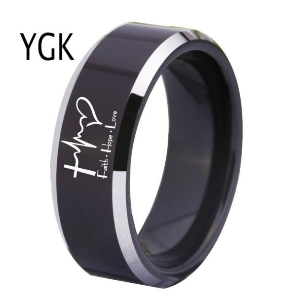 cluster rings ygk jewelry faith hope love design black with shiny bevel tungsten ring men's wedding engagement anniversary gift, Golden;silver
cluster rings ygk jewelry faith hope love design black with shiny bevel tungsten ring men's wedding engagement anniversary gift, Golden;silver