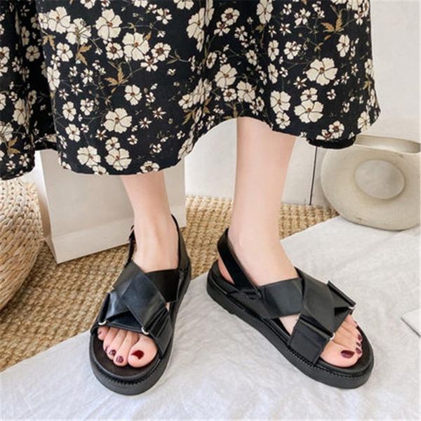 sandals 2021 summer women's wild thick bottom sandal cross wear resistant shoes casual college non-slip beach female black 35-40