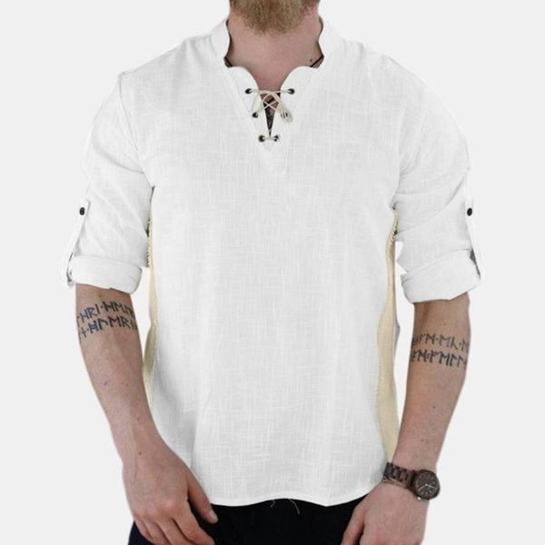 men's casual shirts 2021 retro linen blend patchwork long sleeve drawsting blouses clothing large size chemise homme, White;black
men's casual shirts 2021 retro linen blend patchwork long sleeve drawsting blouses clothing large size chemise homme, White;black