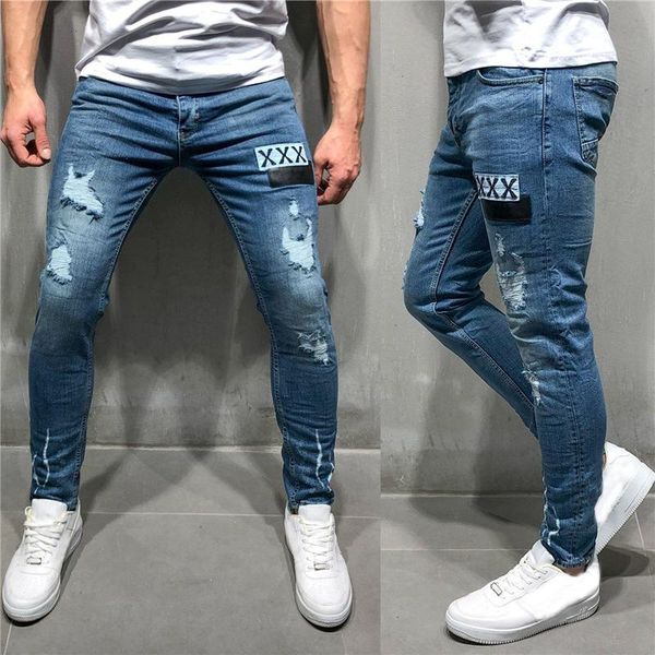 men's jeans men trousers slim fit stretch mid waist ripped skinny hombre fashion distressed frayed denim pencil pants pantalones, Blue
men's jeans men trousers slim fit stretch mid waist ripped skinny hombre fashion distressed frayed denim pencil pants pantalones, Blue