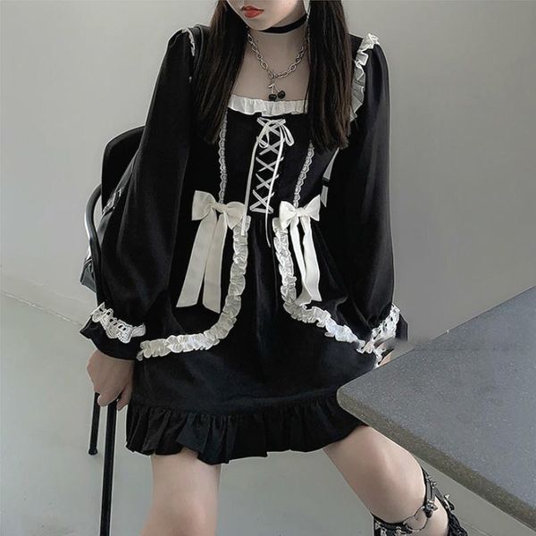 casual dresses japanese lolita gothic dress girl patchwork vintage designer mini japan style kawaii clothes fall for women 2021, Black;gray
casual dresses japanese lolita gothic dress girl patchwork vintage designer mini japan style kawaii clothes fall for women 2021, Black;gray