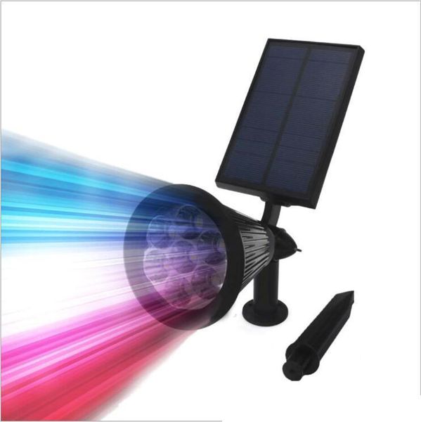 Solar Spotlight Lawn Flood Light Outdoor Pathway Garden 7 LED Lamp Adjustable 7 Color in 1 Wall Lamp Landscape Light Decoration