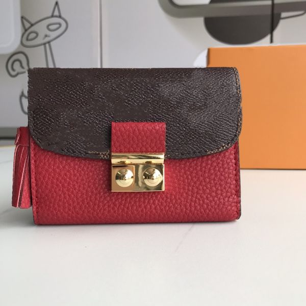 luxurys designers bags women wallet long purse for woman leather wallets brand holders with box, Red;black