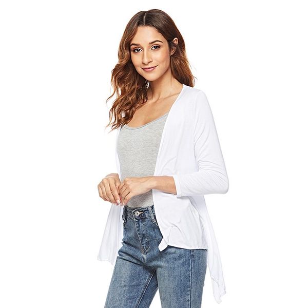 women's knits & tees women cardigan jacket autumn open front solid irregular hem casual fahion long sleeve top, White
women's knits & tees women cardigan jacket autumn open front solid irregular hem casual fahion long sleeve top, White