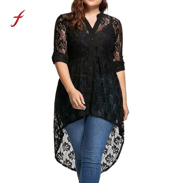 women's blouses & shirts plus size solid blouse women v neck long sleeve lace shirt perspective button up loose casual female /py, White
women's blouses & shirts plus size solid blouse women v neck long sleeve lace shirt perspective button up loose casual female /py, White