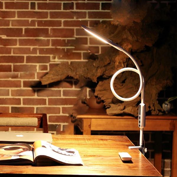 table lamps flexible gooseneck led desk light clip-on touch or remote control dimmable reading lamp eye protection room office